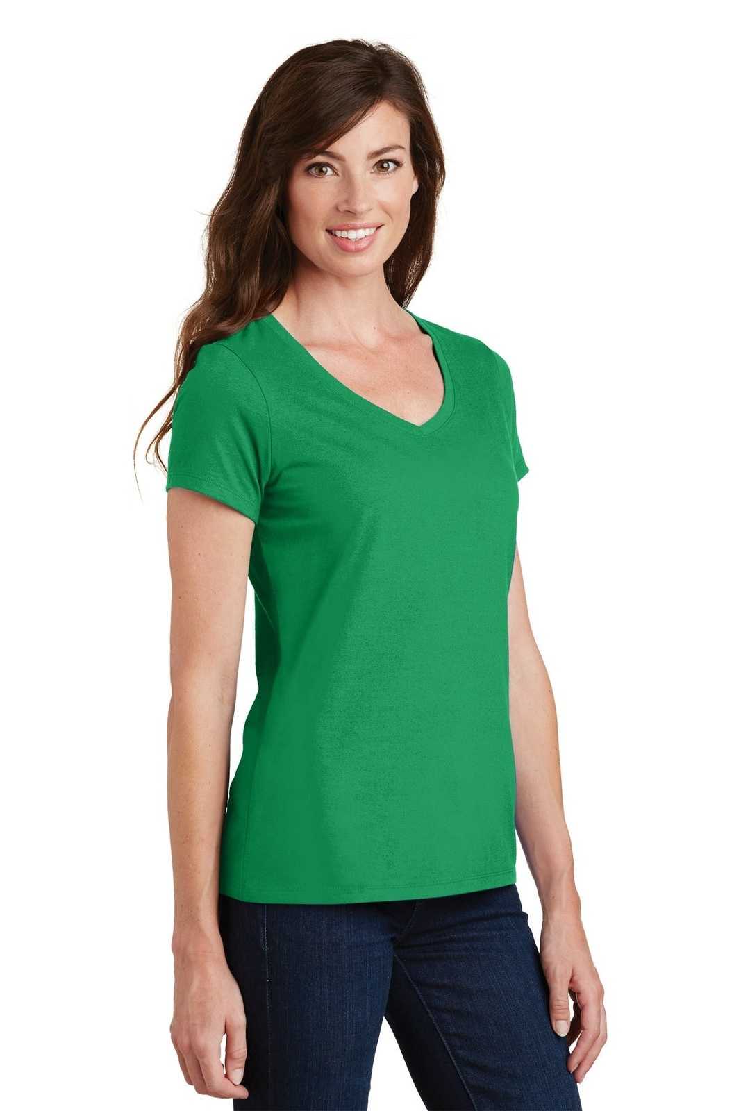 Port &amp; Company LPC450V Ladies Fan Favorite V-Neck Tee - Athletic Kelly - HIT a Double - 4