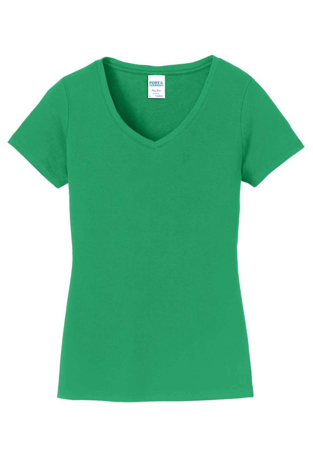 Port &amp; Company LPC450V Ladies Fan Favorite V-Neck Tee - Athletic Kelly - HIT a Double - 5