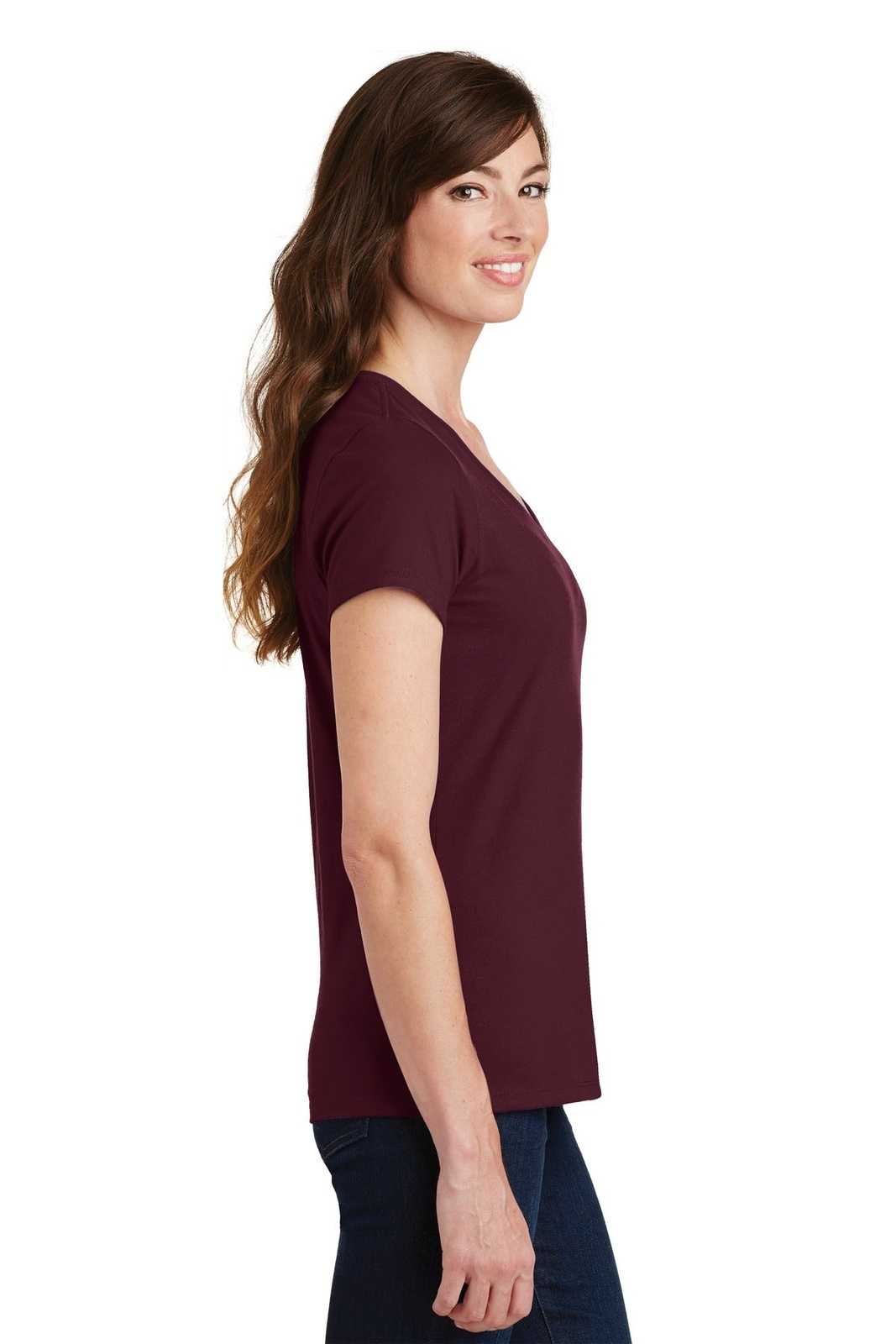 Port &amp; Company LPC450V Ladies Fan Favorite V-Neck Tee - Athletic Maroon - HIT a Double - 3