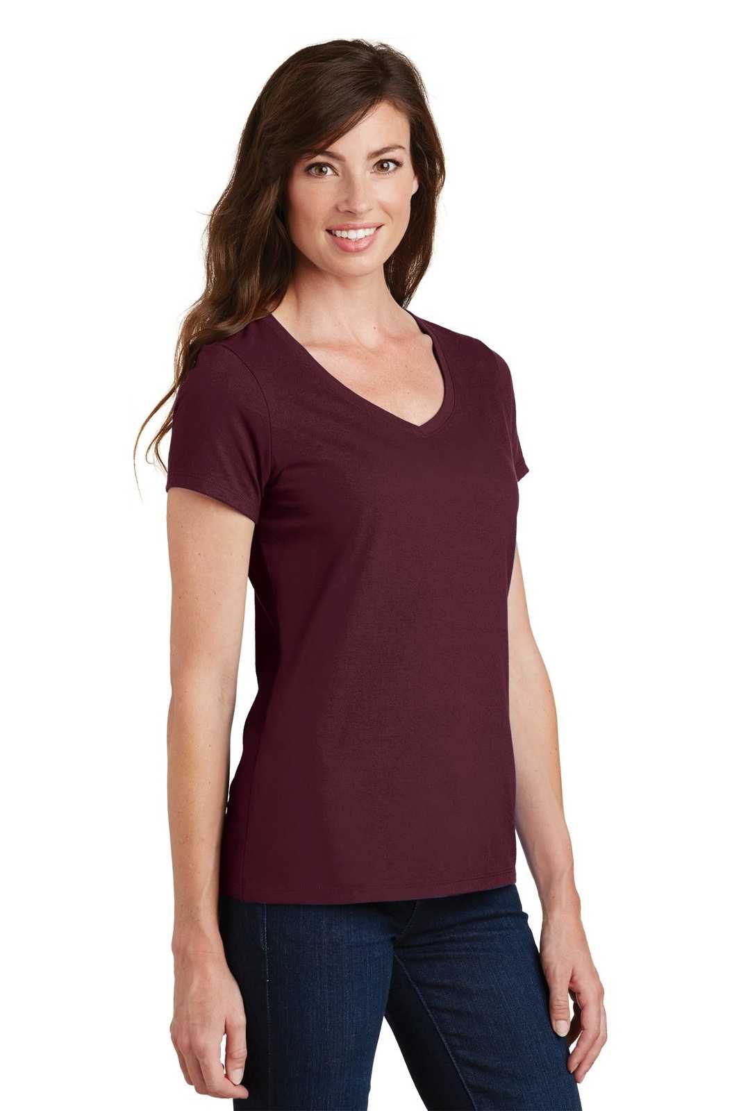 Port &amp; Company LPC450V Ladies Fan Favorite V-Neck Tee - Athletic Maroon - HIT a Double - 4