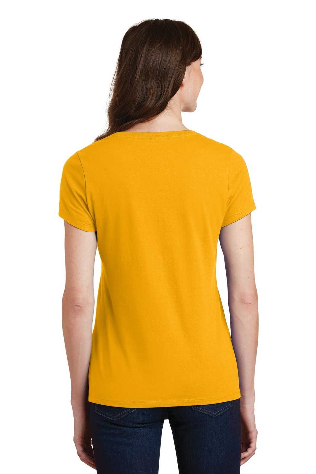 Port &amp; Company LPC450V Ladies Fan Favorite V-Neck Tee - Bright Gold - HIT a Double - 2