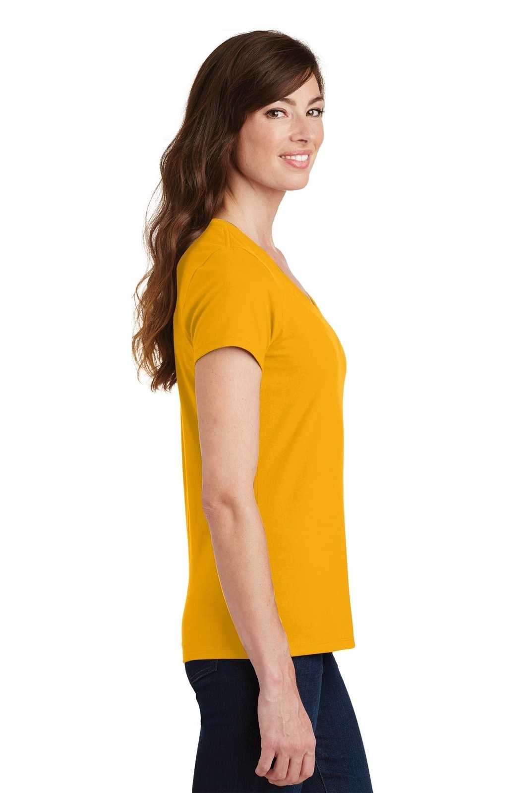 Port &amp; Company LPC450V Ladies Fan Favorite V-Neck Tee - Bright Gold - HIT a Double - 3