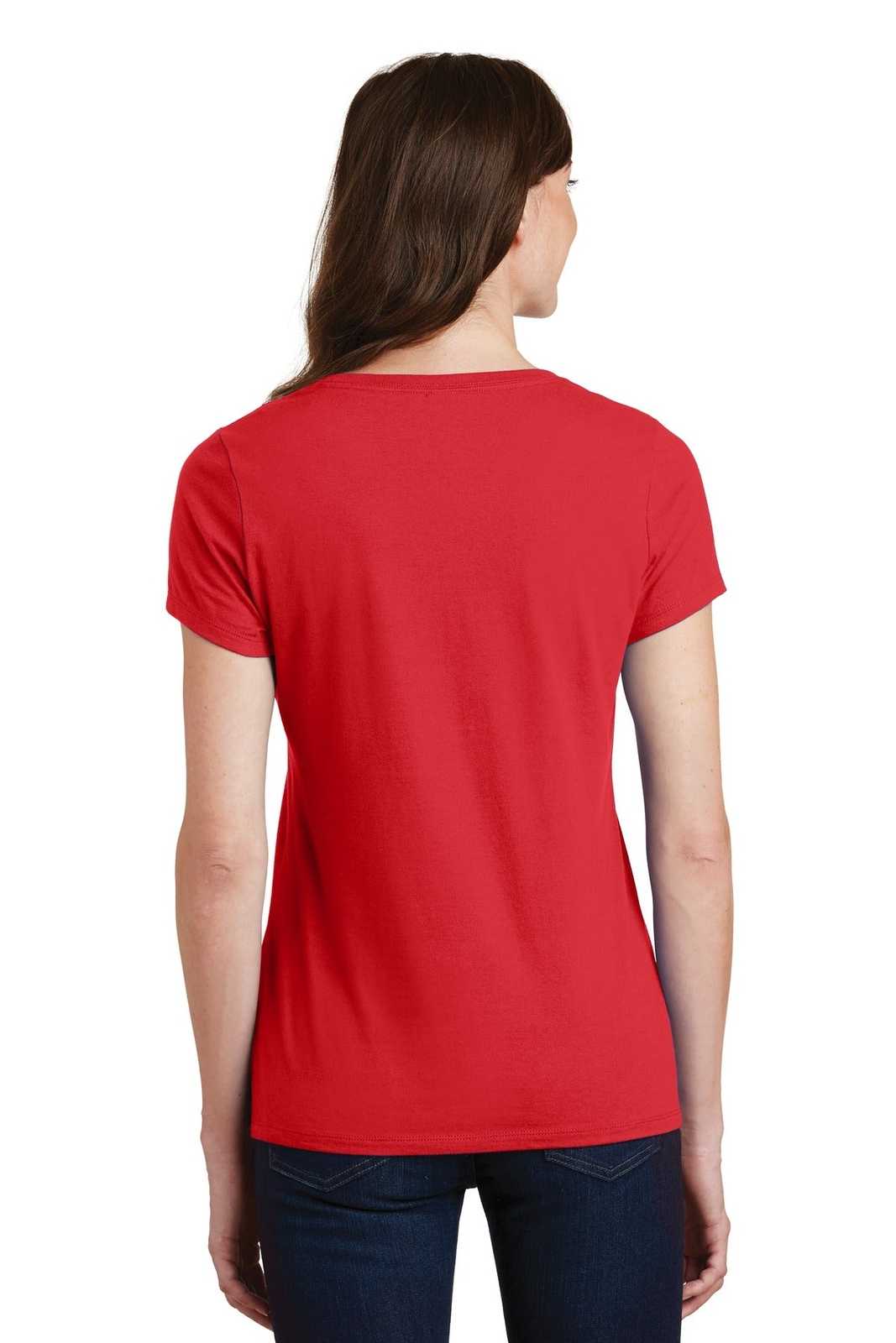 Port &amp; Company LPC450V Ladies Fan Favorite V-Neck Tee - Bright Red - HIT a Double - 2