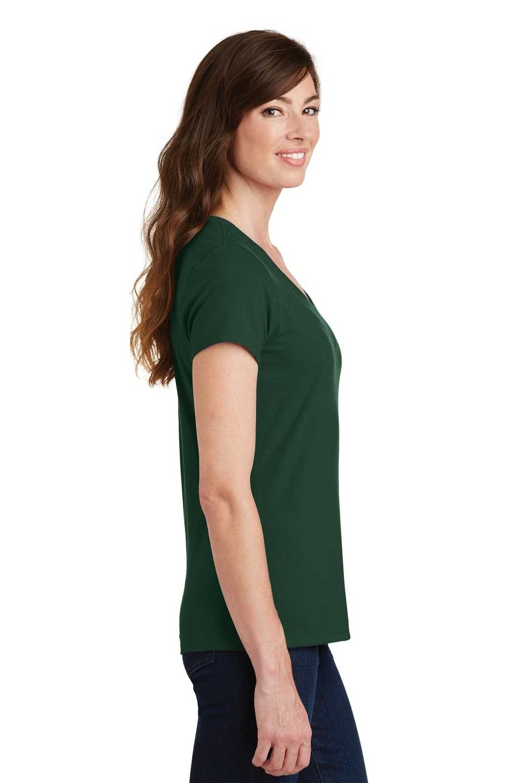 Port &amp; Company LPC450V Ladies Fan Favorite V-Neck Tee - Forest Green - HIT a Double - 3