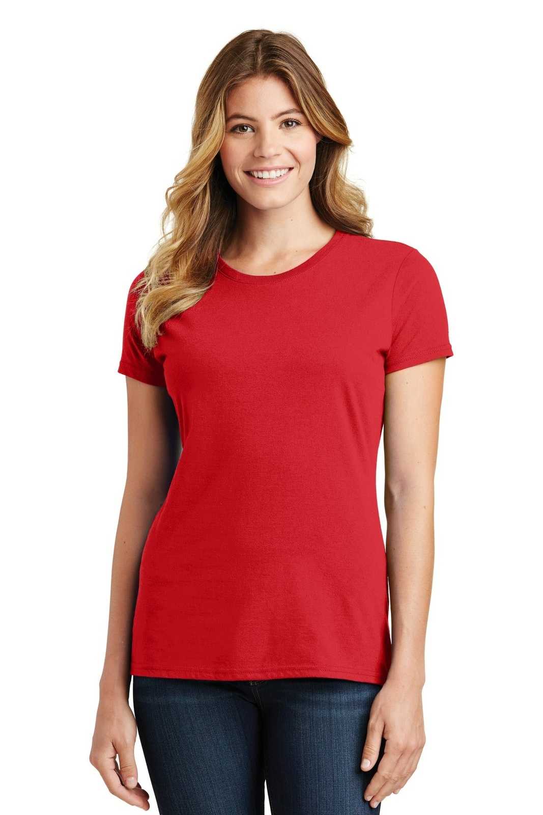 Port &amp; Company LPC450 Ladies Fan Favorite Tee - Bright Red - HIT a Double - 1