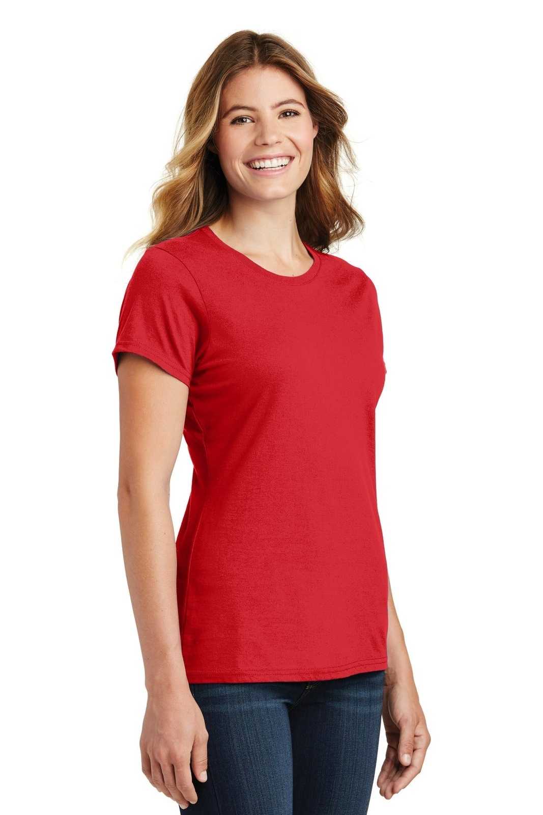 Port &amp; Company LPC450 Ladies Fan Favorite Tee - Bright Red - HIT a Double - 4