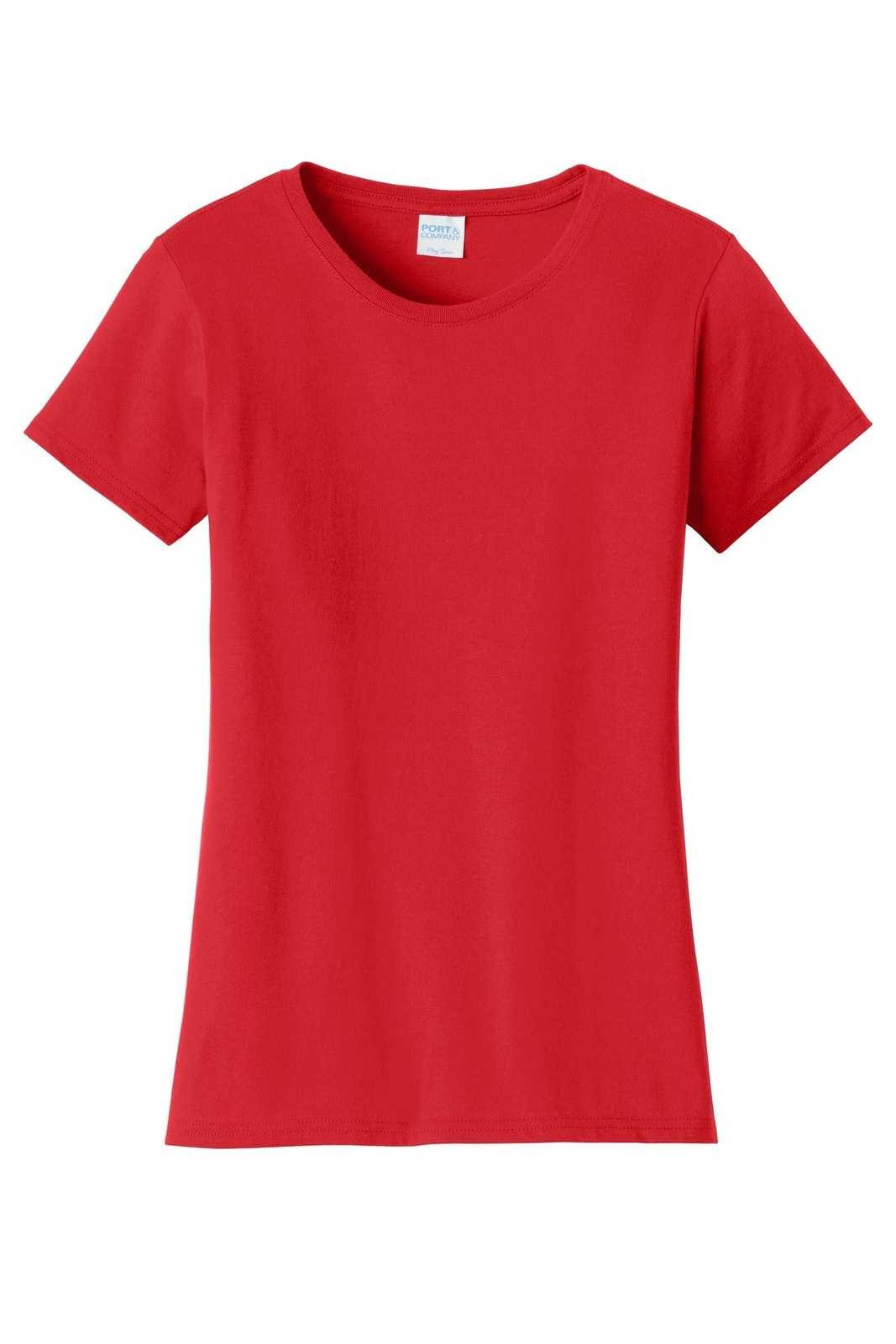 Port &amp; Company LPC450 Ladies Fan Favorite Tee - Bright Red - HIT a Double - 5