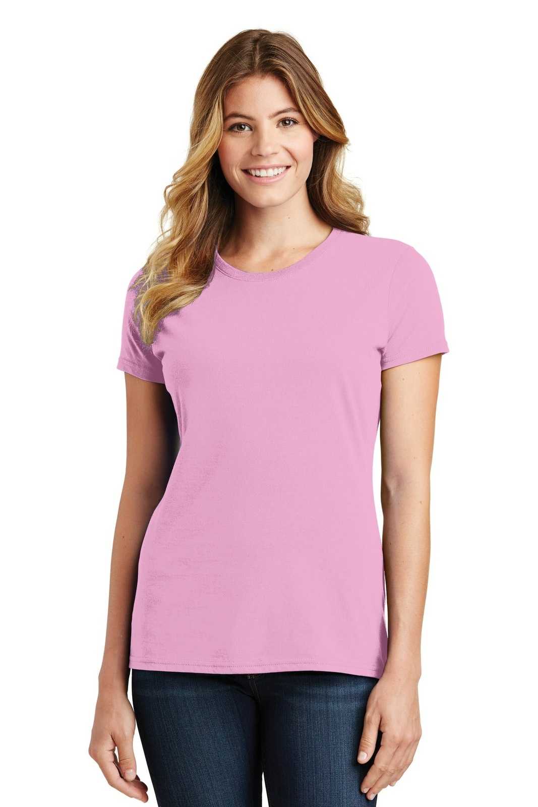 Port &amp; Company LPC450 Ladies Fan Favorite Tee - Candy Pink - HIT a Double - 1