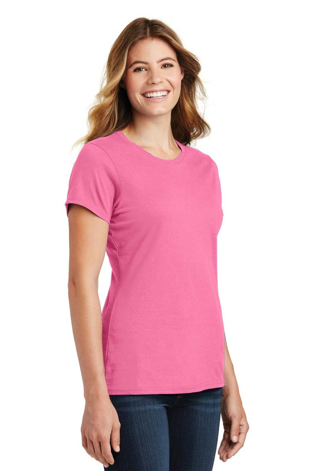Port &amp; Company LPC450 Ladies Fan Favorite Tee - New Pink - HIT a Double - 4