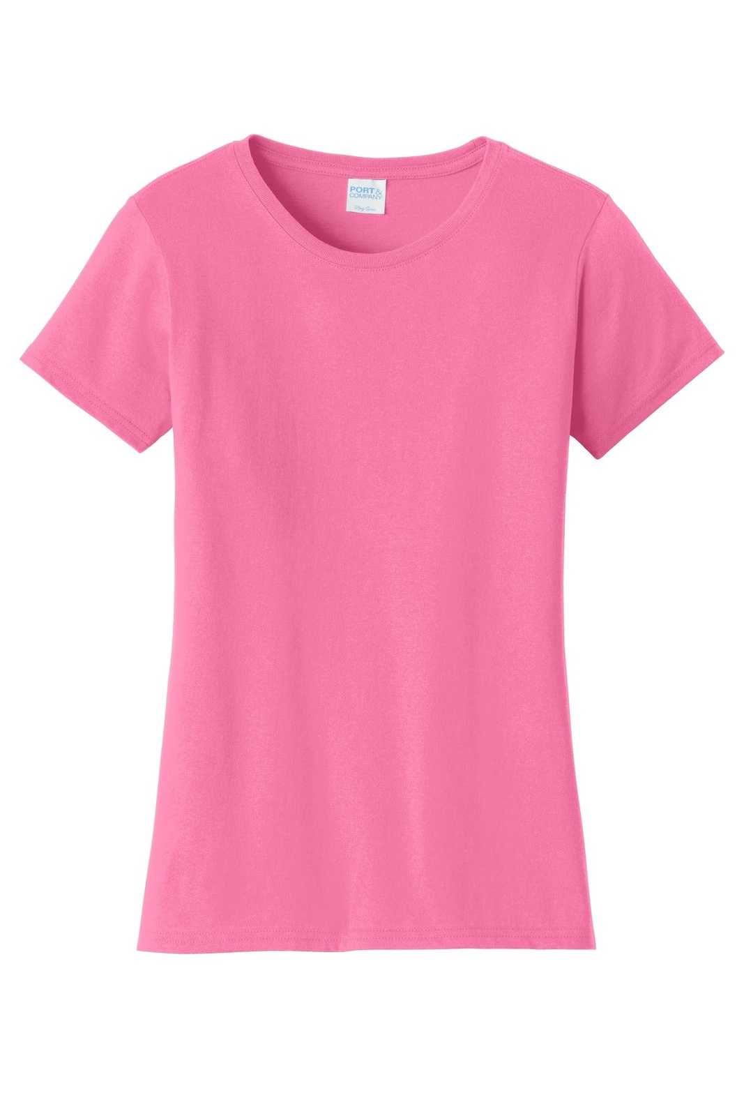 Port &amp; Company LPC450 Ladies Fan Favorite Tee - New Pink - HIT a Double - 5