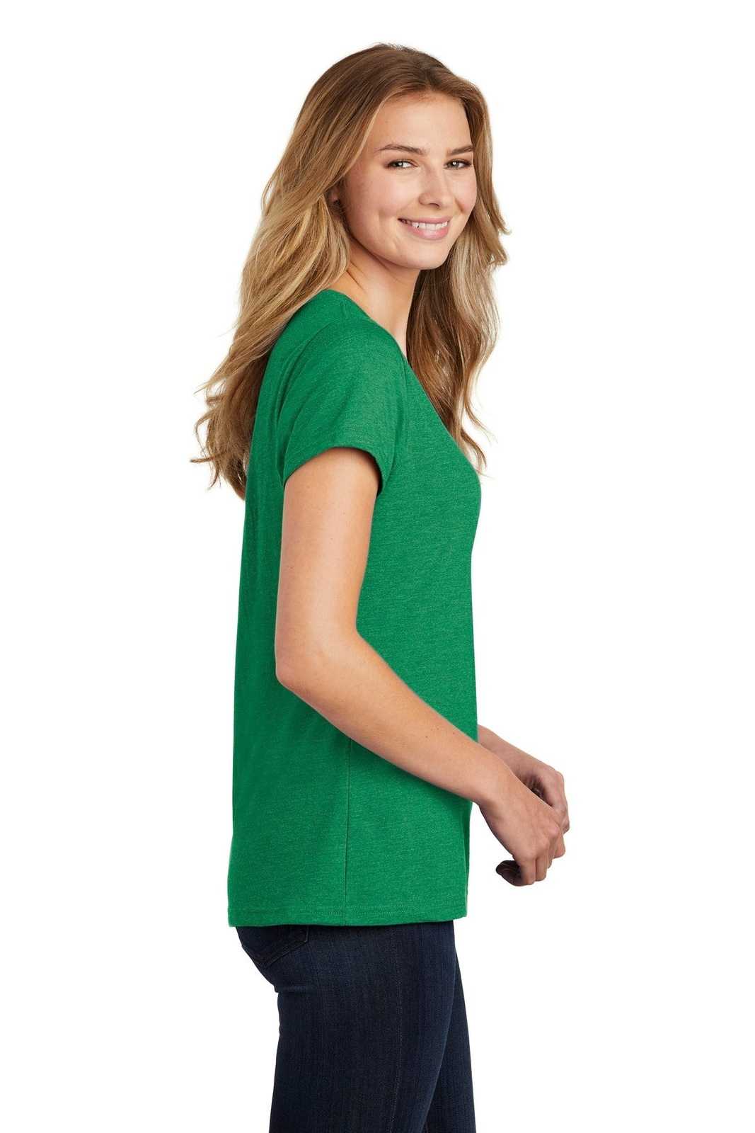 Port &amp; Company LPC455V Ladies Fan Favorite Blend V-Neck Tee - Athletic Kelly Green Heather - HIT a Double - 3