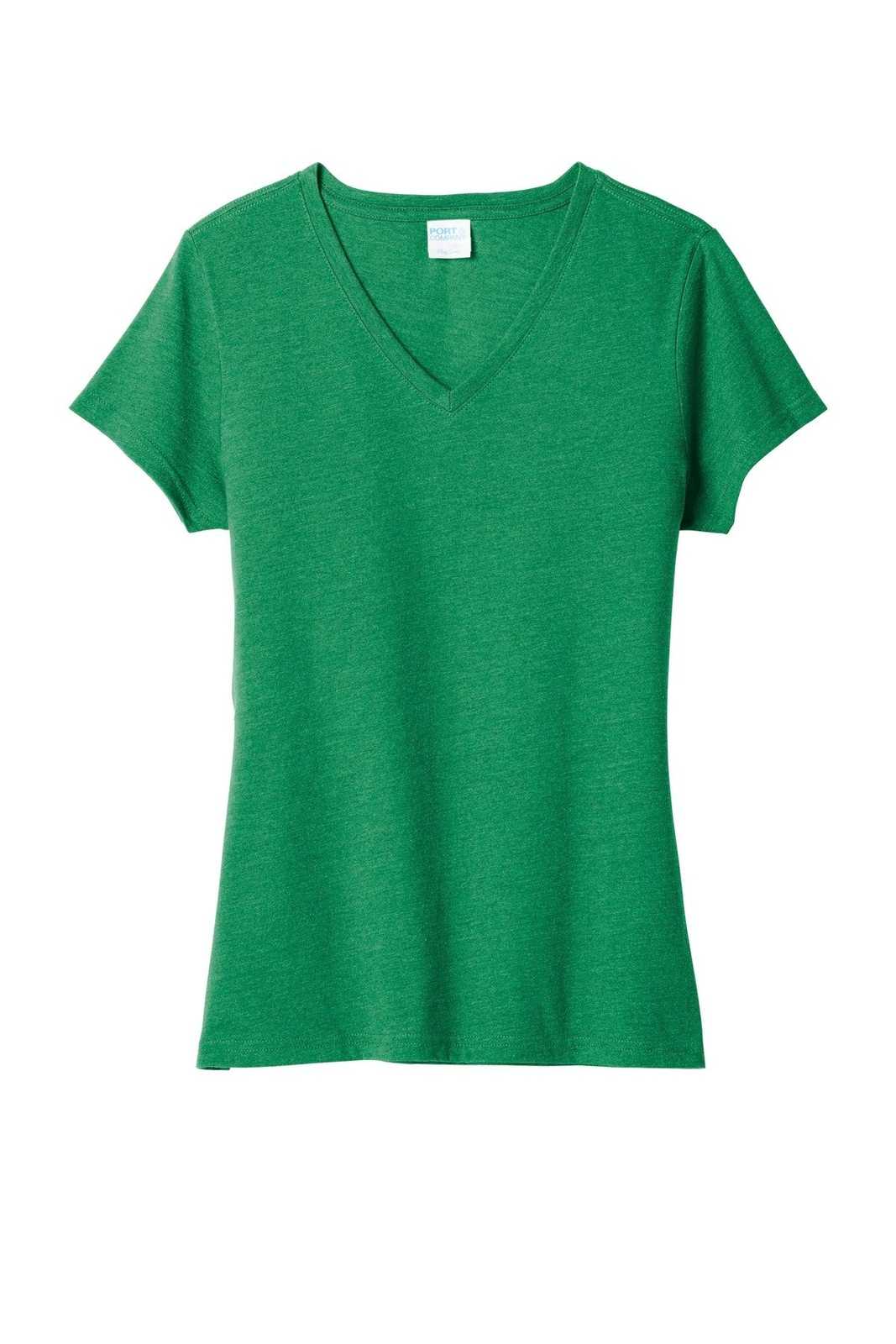 Port &amp; Company LPC455V Ladies Fan Favorite Blend V-Neck Tee - Athletic Kelly Green Heather - HIT a Double - 5