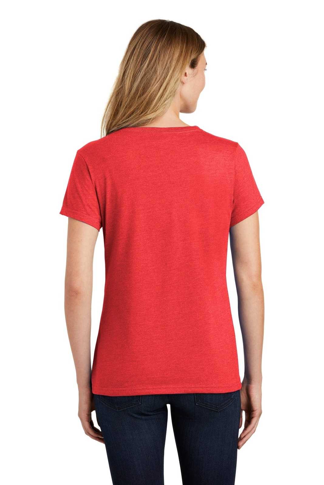 Port &amp; Company LPC455V Ladies Fan Favorite Blend V-Neck Tee - Bright Red Heather - HIT a Double - 2