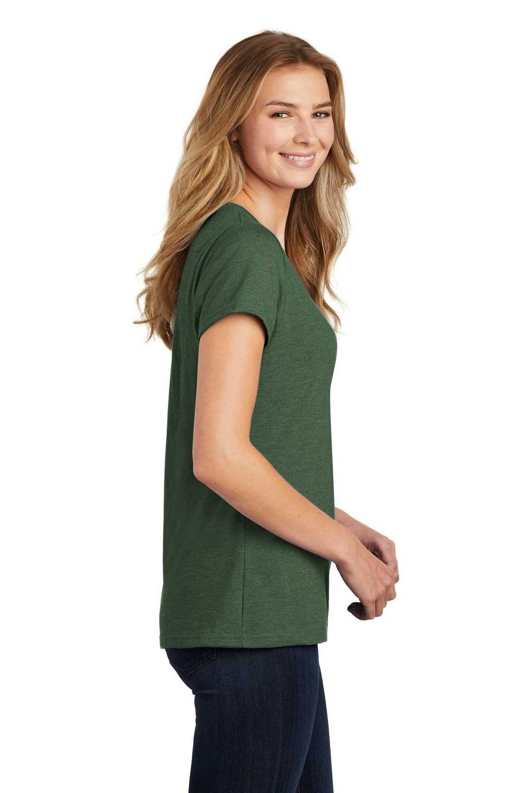 Port &amp; Company LPC455V Ladies Fan Favorite Blend V-Neck Tee - Forest Green Heather - HIT a Double - 3