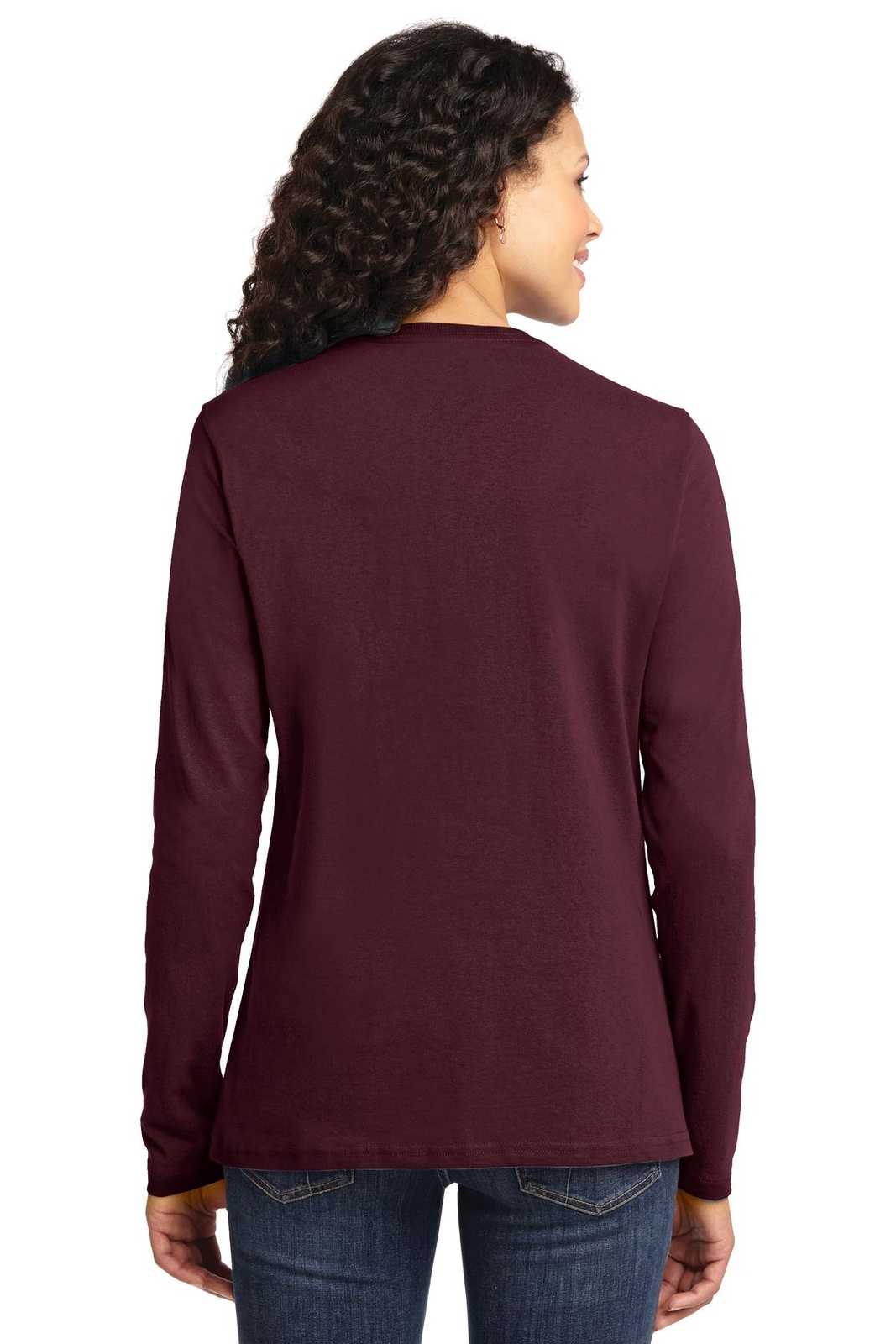 Port &amp; Company LPC54LS Ladies Long Sleeve Core Cotton Tee - Athletic Maroon - HIT a Double - 2
