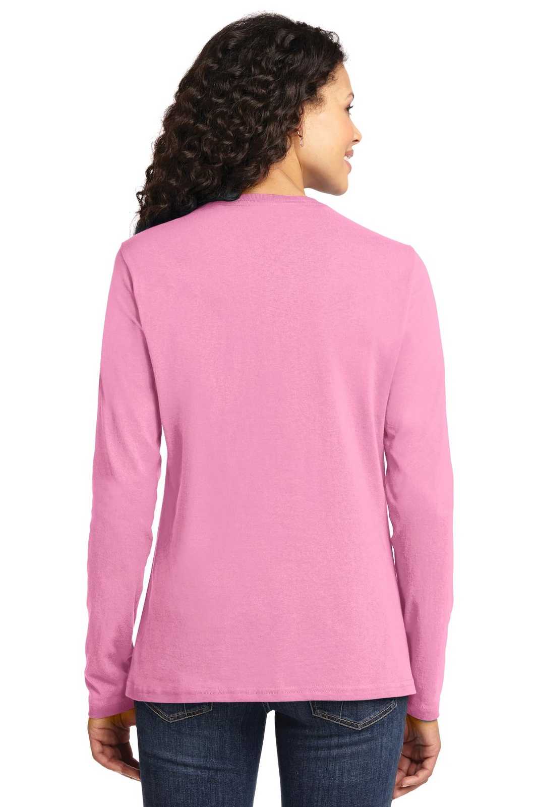 Port &amp; Company LPC54LS Ladies Long Sleeve Core Cotton Tee - Candy Pink - HIT a Double - 2
