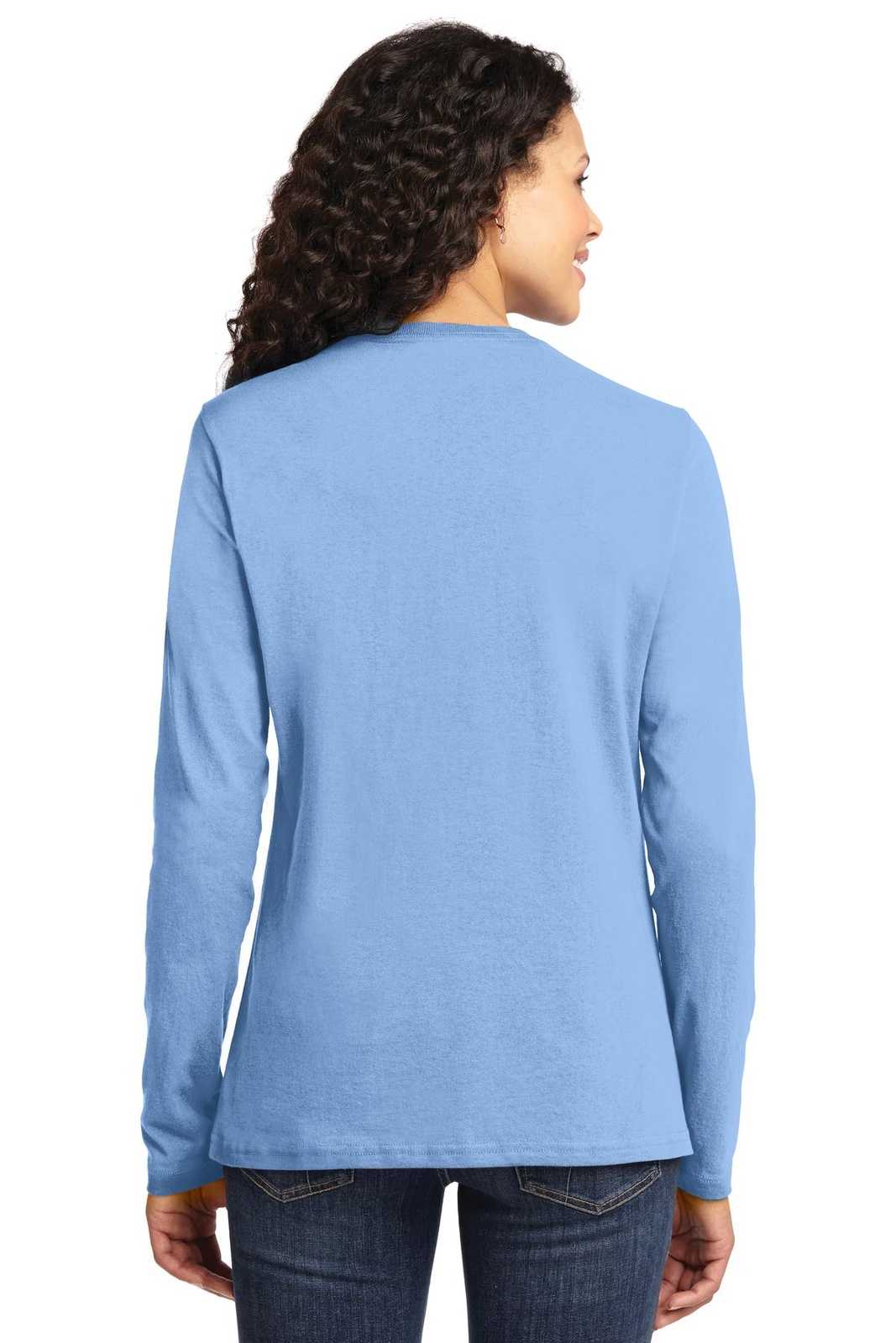 Port &amp; Company LPC54LS Ladies Long Sleeve Core Cotton Tee - Light Blue - HIT a Double - 2