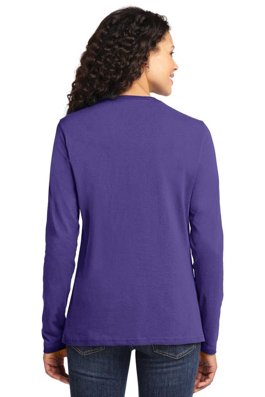 Port &amp; Company LPC54LS Ladies Long Sleeve Core Cotton Tee - Purple - HIT a Double - 2