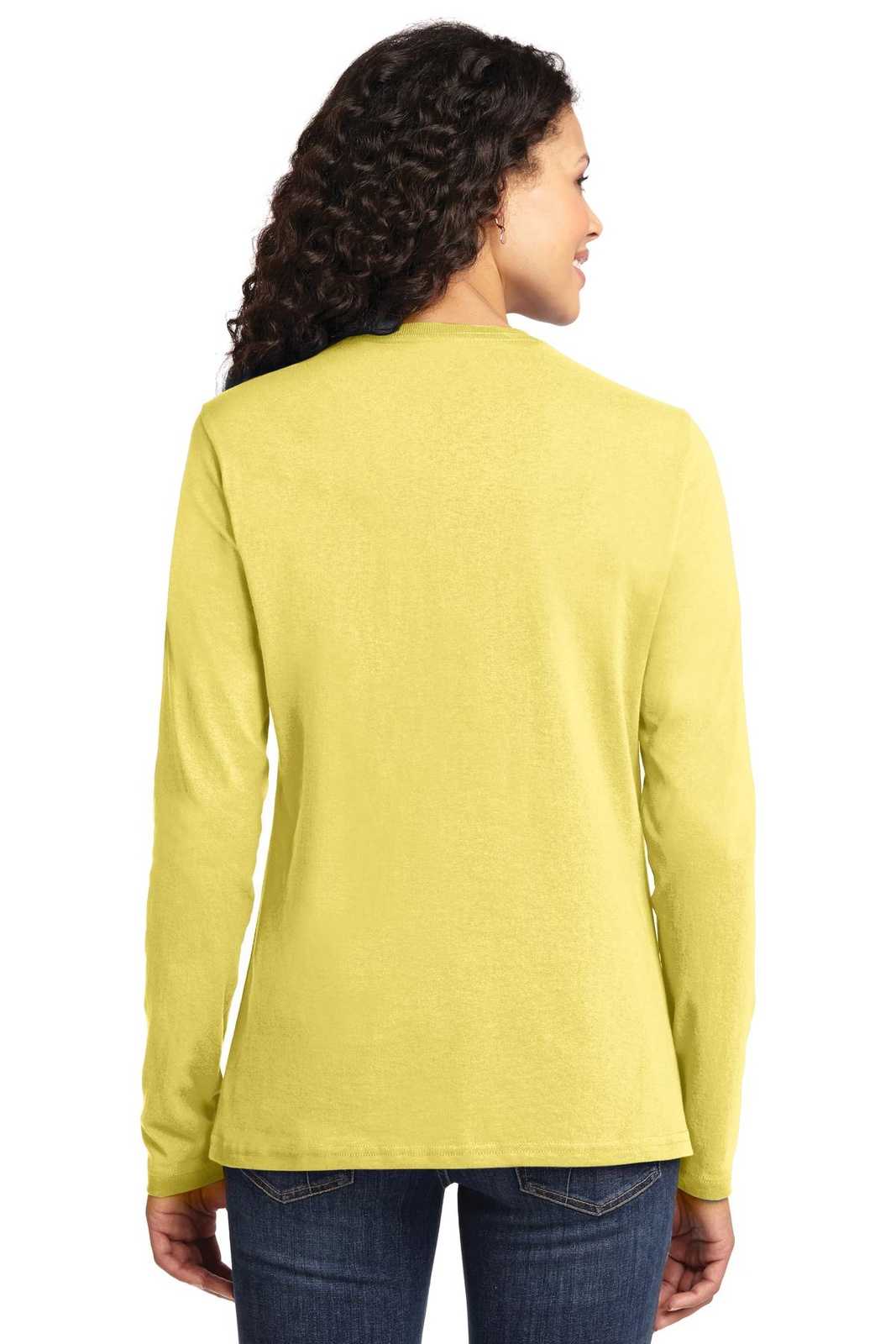 Port &amp; Company LPC54LS Ladies Long Sleeve Core Cotton Tee - Yellow - HIT a Double - 2