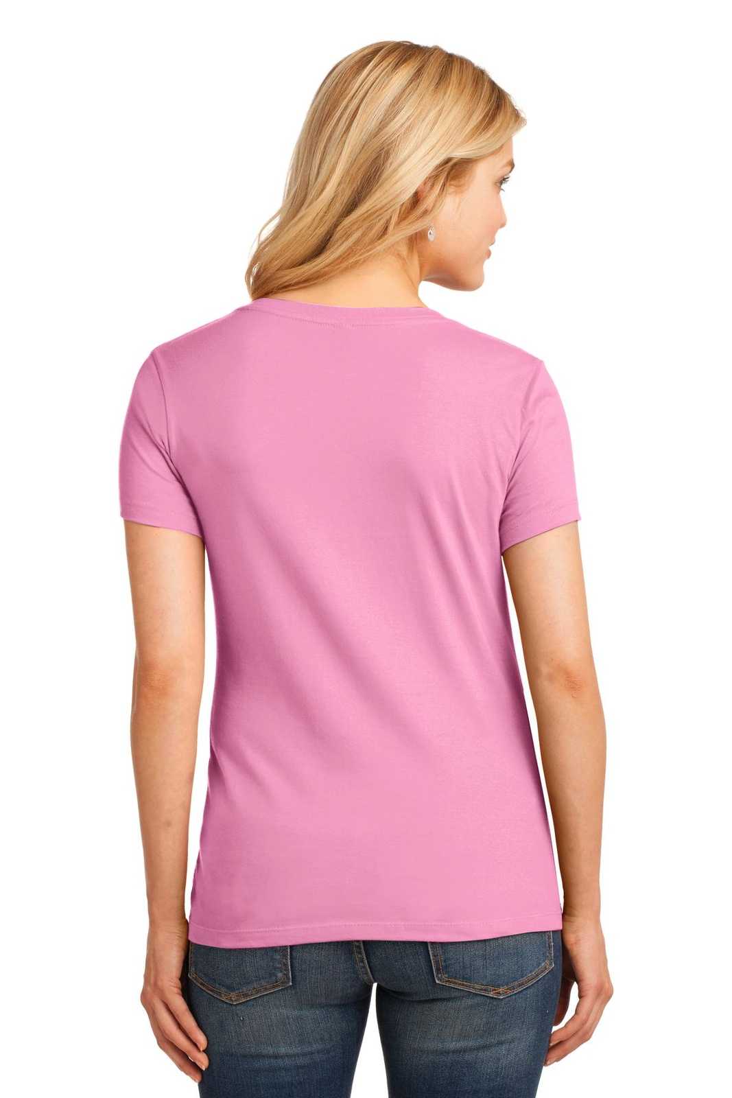 Port &amp; Company LPC54V Ladies Core Cotton V-Neck Tee - Candy Pink - HIT a Double - 2