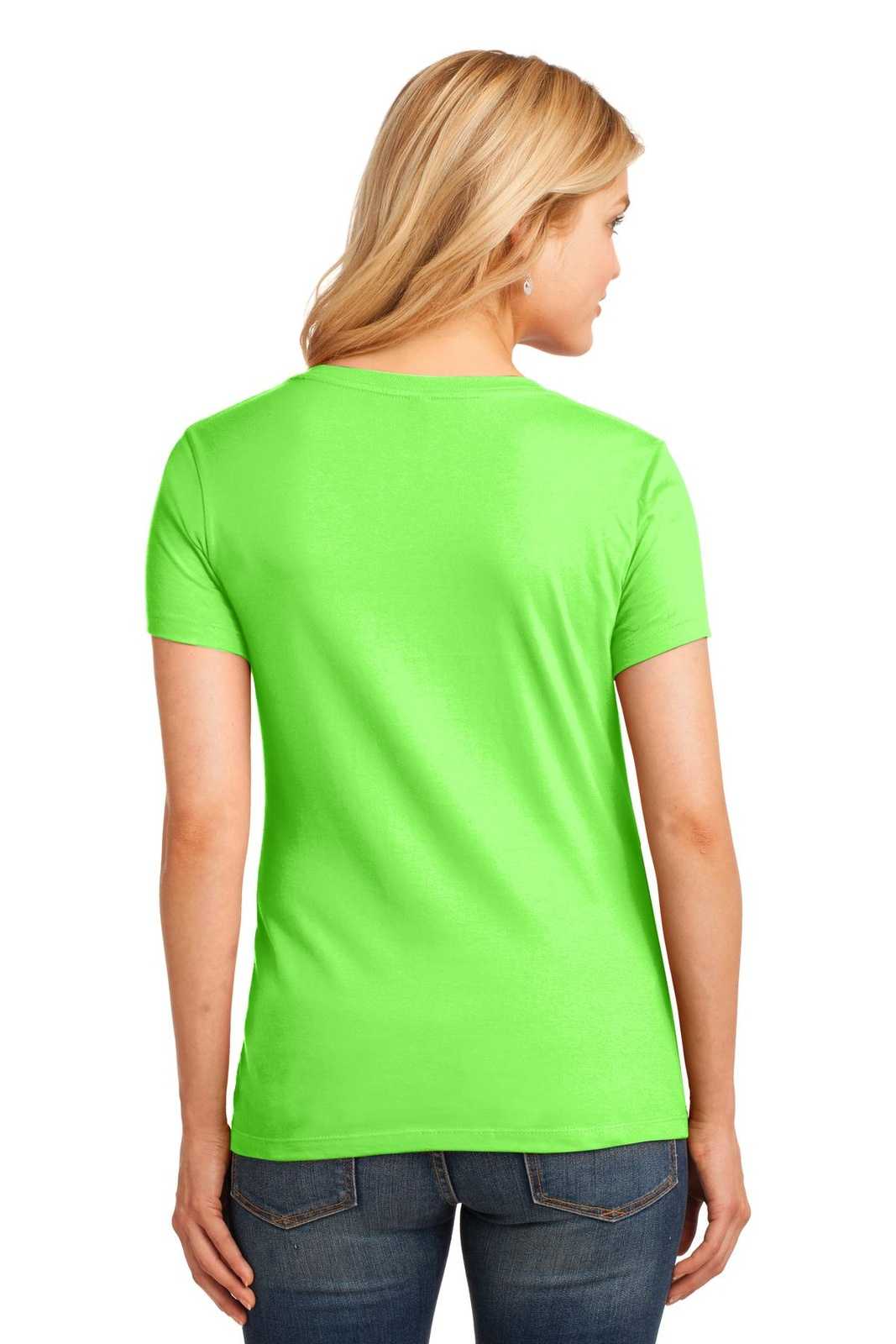 Port & Company LPC54V Ladies Core Cotton V-Neck Tee - Neon Green - HIT a Double - 1