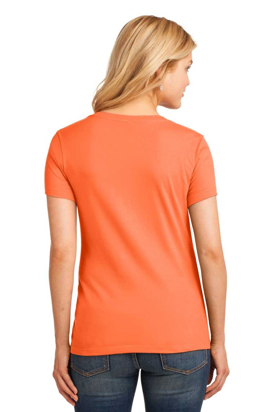 Port & Company LPC54V Ladies Core Cotton V-Neck Tee - Neon Orange - HIT a Double - 1