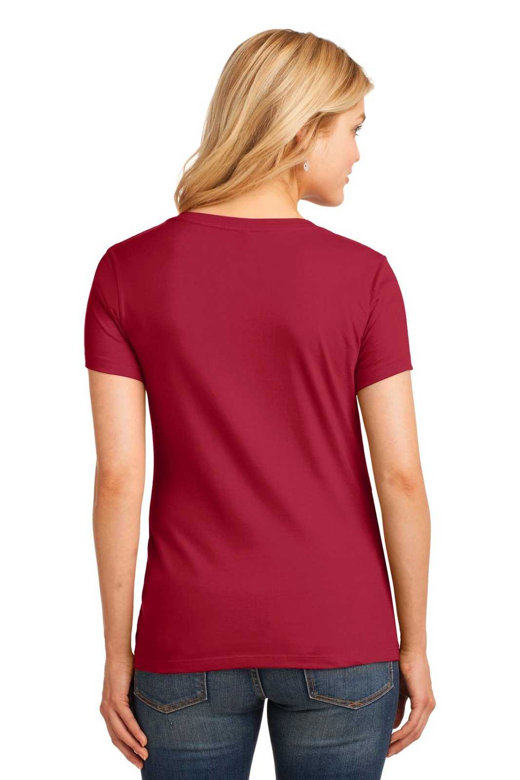 Port & Company LPC54V Ladies Core Cotton V-Neck Tee - Red - HIT a Double - 1