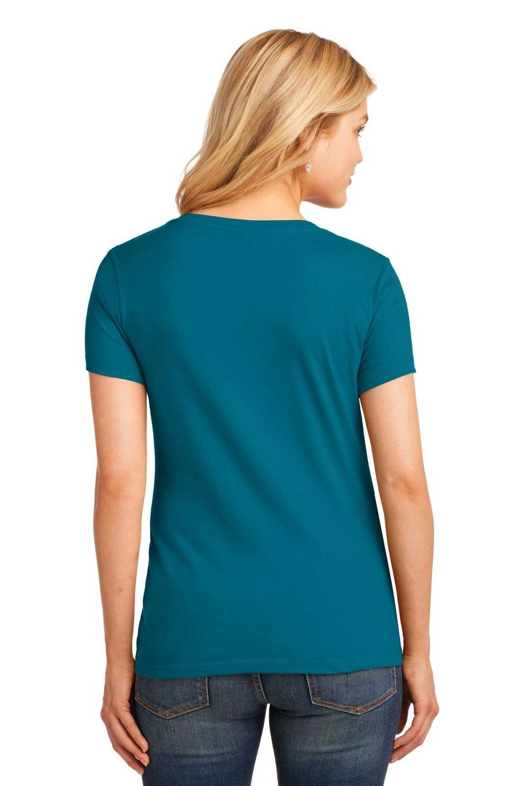Port &amp; Company LPC54V Ladies Core Cotton V-Neck Tee - Teal - HIT a Double - 2
