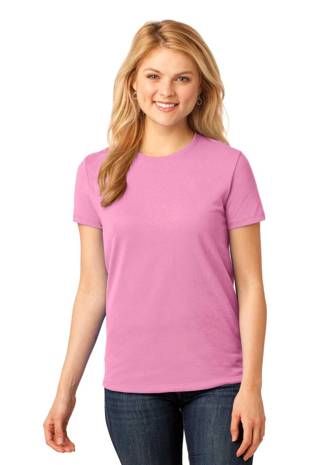 Port & Company LPC54 Ladies Core Cotton Tee - Candy Pink - HIT a Double - 1