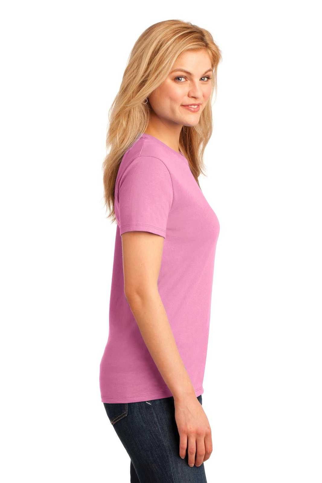 Port &amp; Company LPC54 Ladies Core Cotton Tee - Candy Pink - HIT a Double - 3