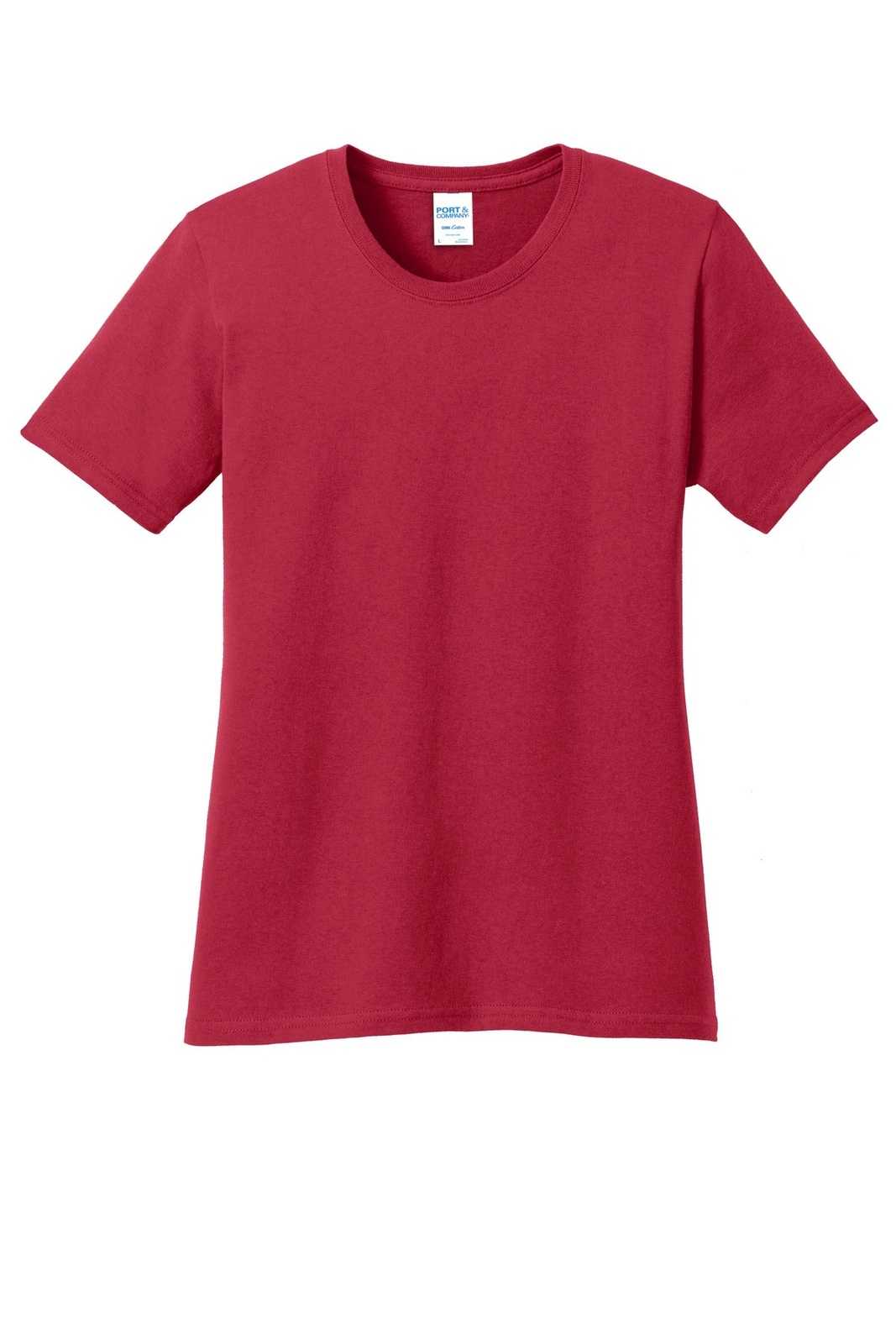 Port &amp; Company LPC54 Ladies Core Cotton Tee - Red - HIT a Double - 5