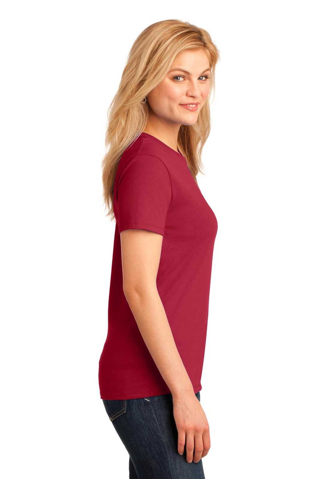 Port &amp; Company LPC54 Ladies Core Cotton Tee - Red - HIT a Double - 3
