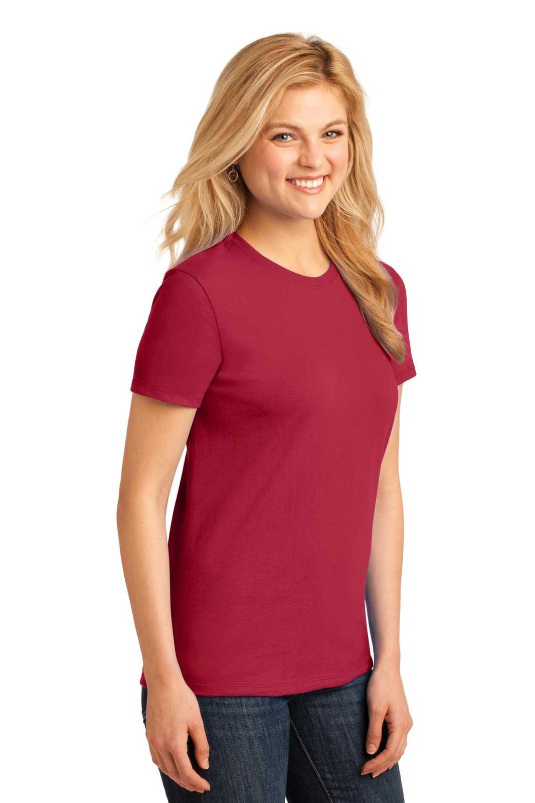 Port &amp; Company LPC54 Ladies Core Cotton Tee - Red - HIT a Double - 4