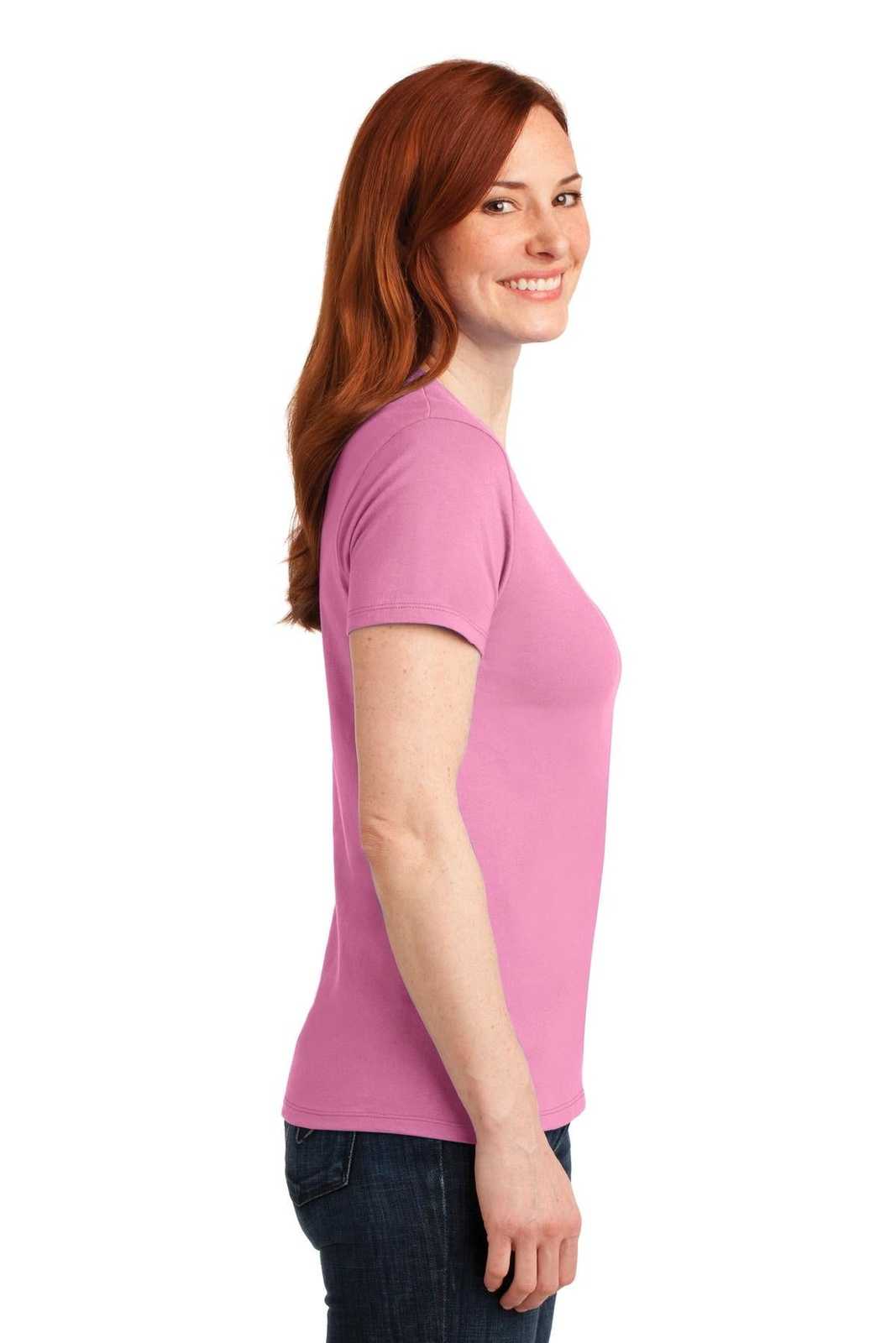 Port &amp; Company LPC55 Ladies Core Blend Tee - Candy Pink - HIT a Double - 3