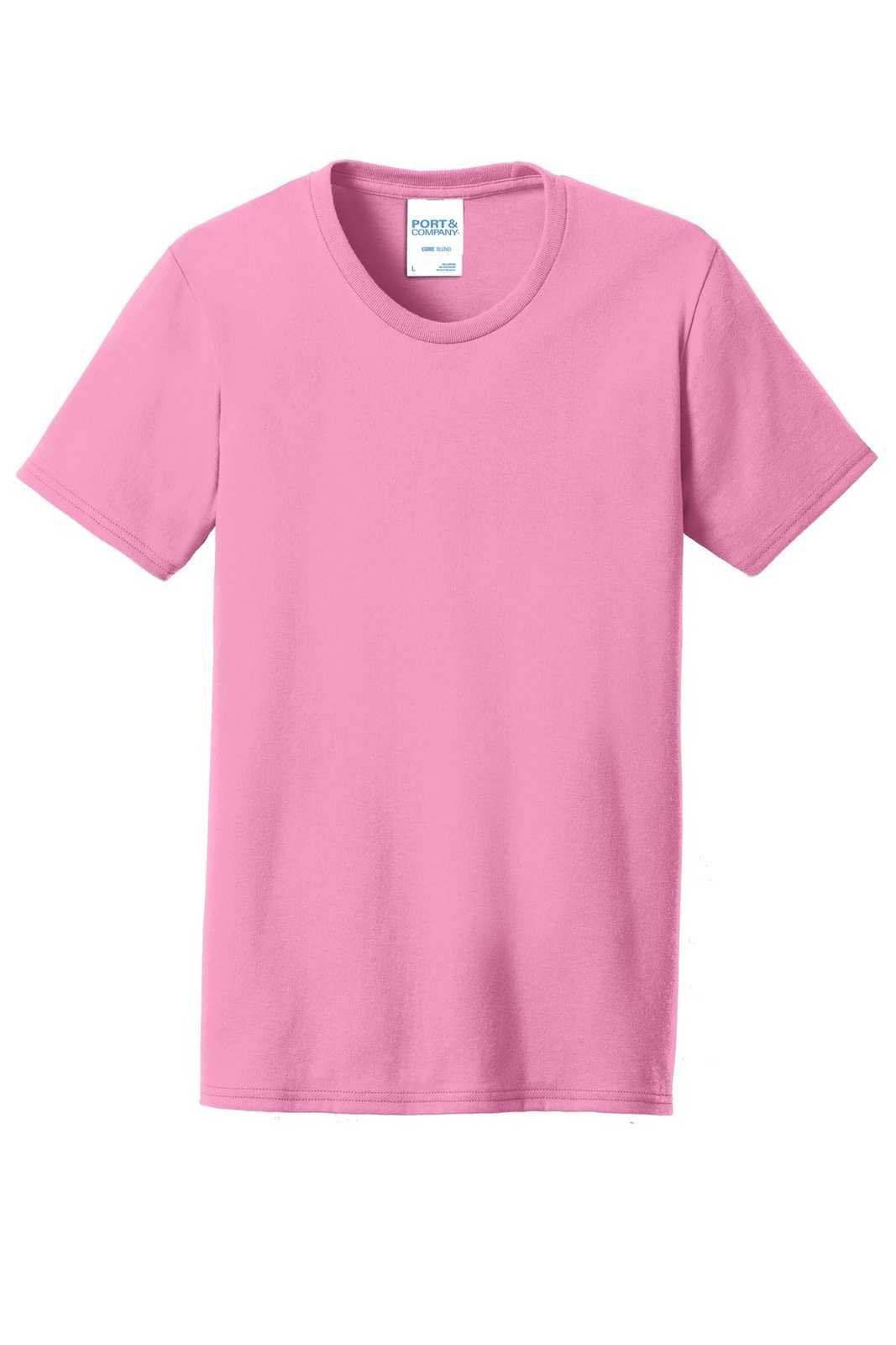 Port &amp; Company LPC55 Ladies Core Blend Tee - Candy Pink - HIT a Double - 5