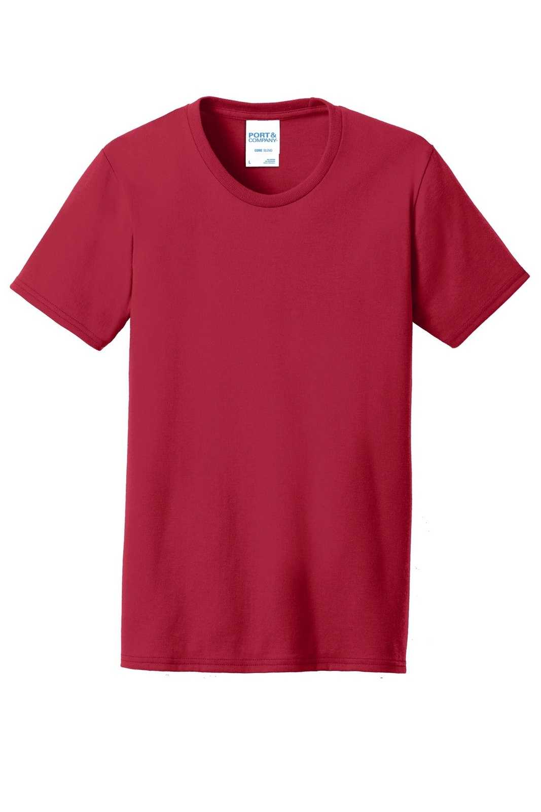 Port &amp; Company LPC55 Ladies Core Blend Tee - Red - HIT a Double - 5