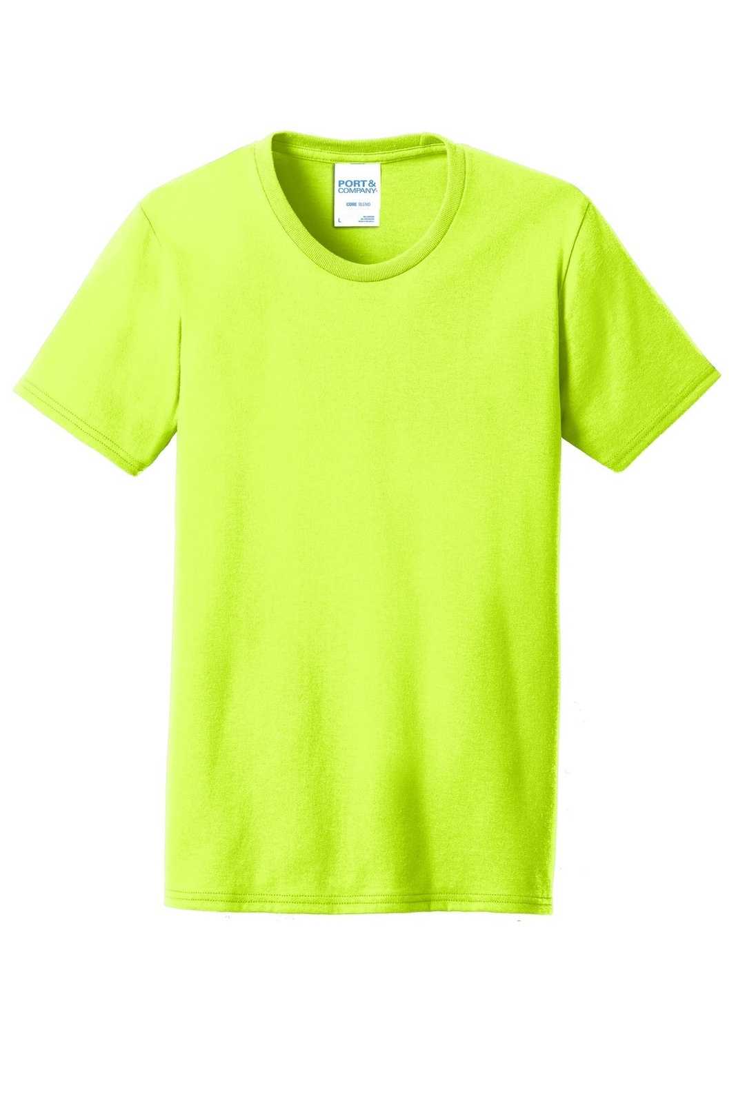 Port &amp; Company LPC55 Ladies Core Blend Tee - Safety Green - HIT a Double - 5