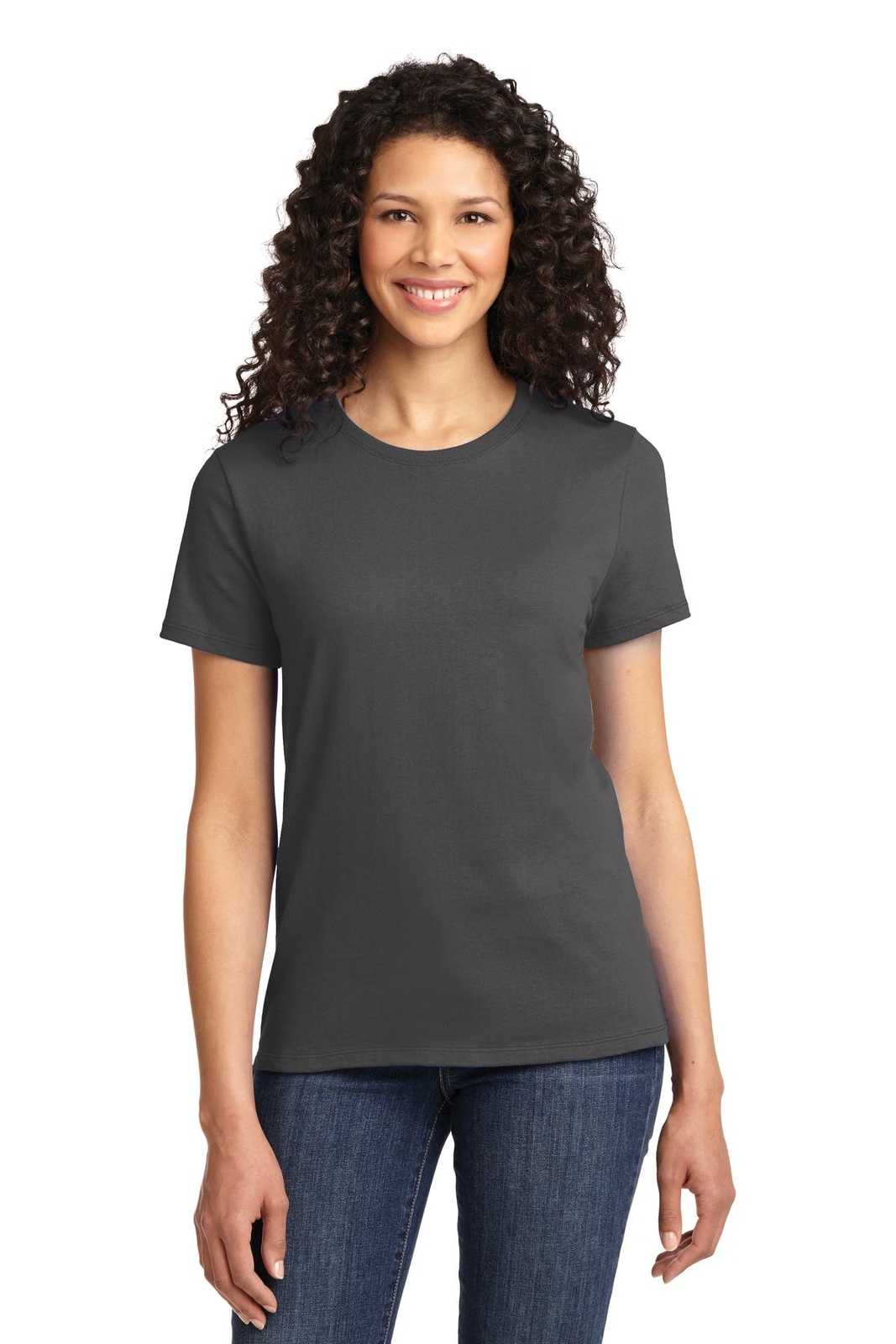 Port &amp; Company LPC61 Ladies Essential Tee - Charcoal - HIT a Double - 1