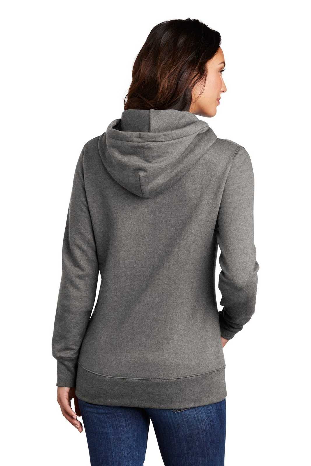 Port &amp; Company LPC78H Ladies Core Fleece Pullover Hooded Sweatshirt - Graphite Heather - HIT a Double - 2