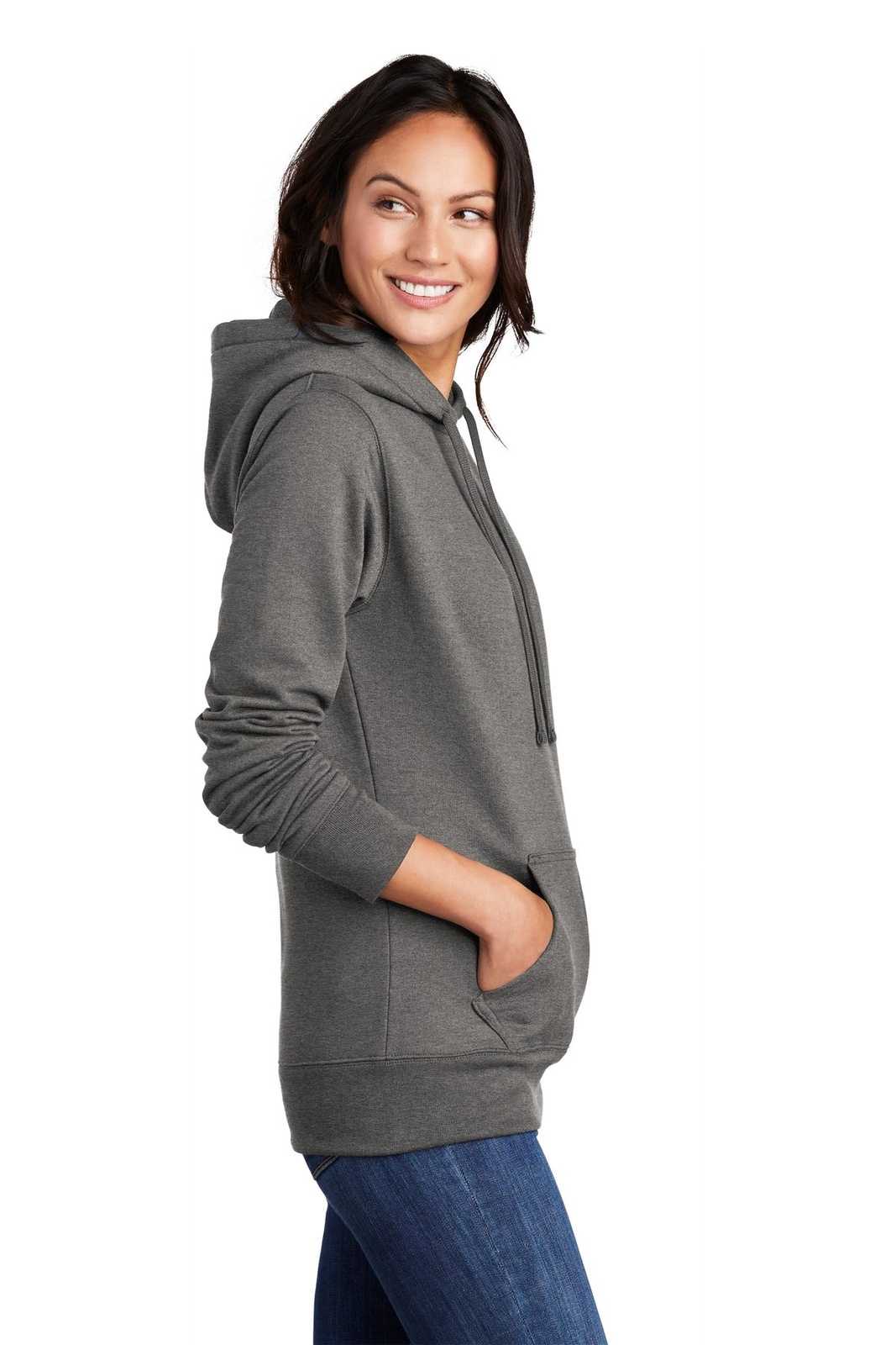 Port &amp; Company LPC78H Ladies Core Fleece Pullover Hooded Sweatshirt - Graphite Heather - HIT a Double - 3
