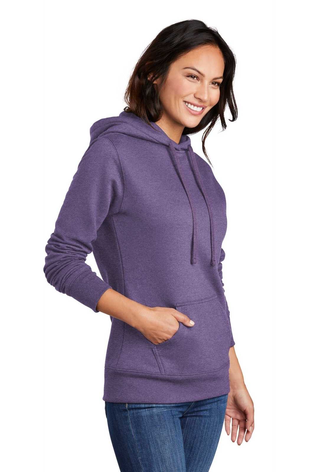 Port &amp; Company LPC78H Ladies Core Fleece Pullover Hooded Sweatshirt - Heather Purple - HIT a Double - 4