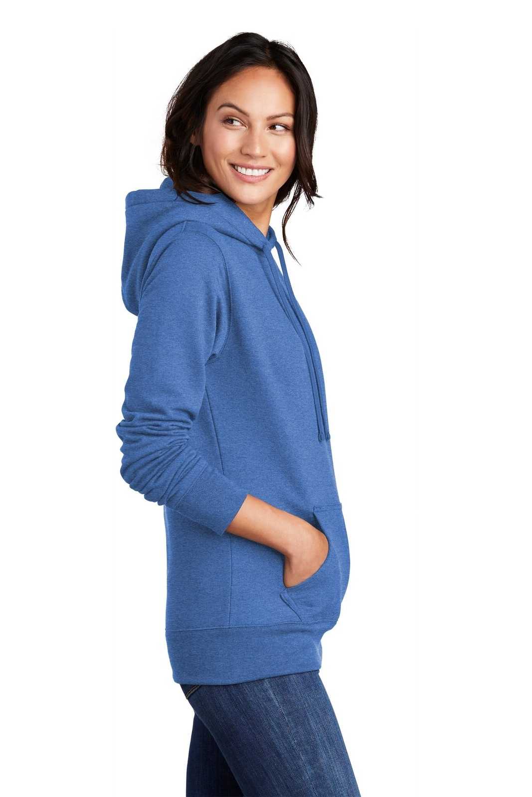 Port &amp; Company LPC78H Ladies Core Fleece Pullover Hooded Sweatshirt - Heather Royal - HIT a Double - 3