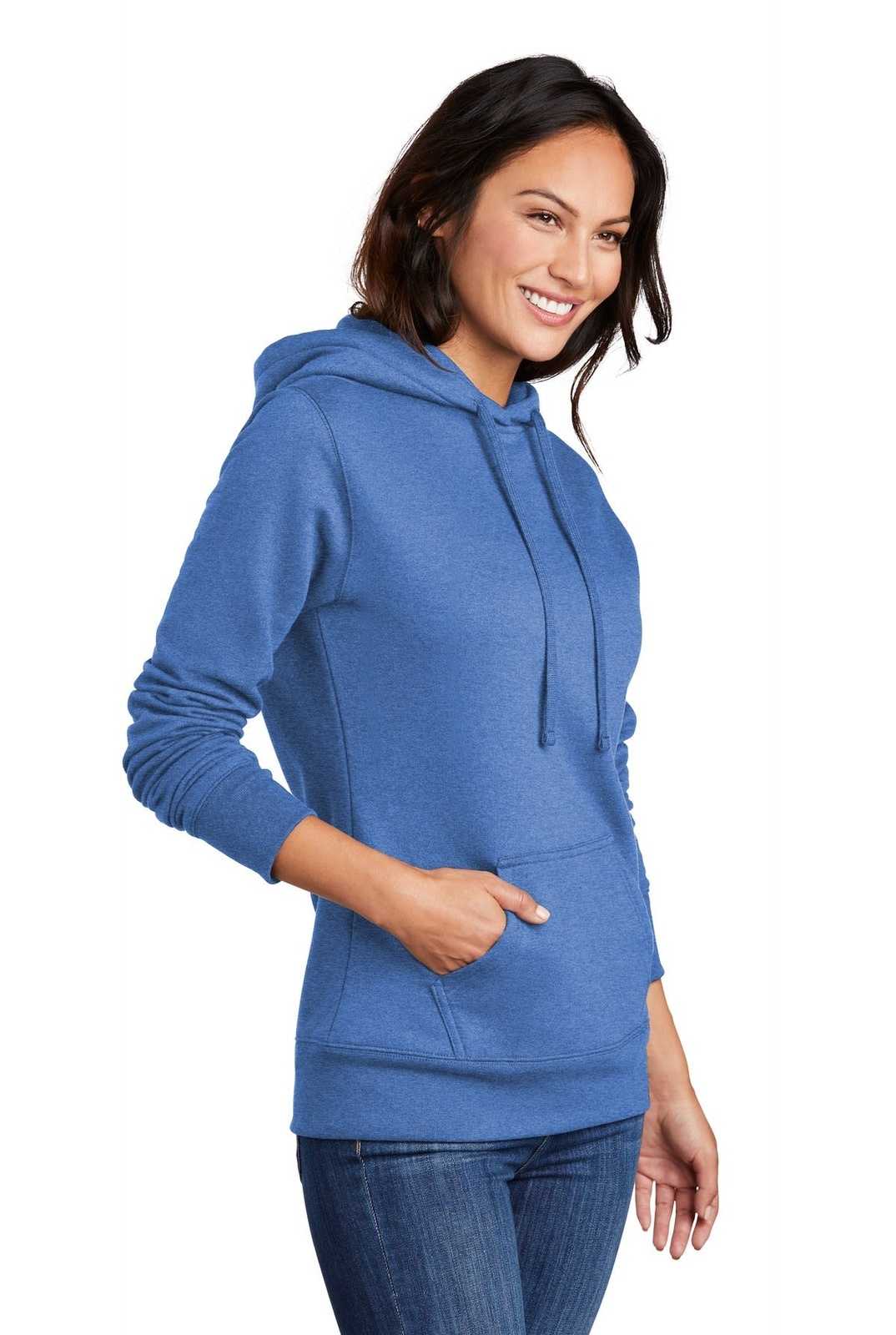 Port &amp; Company LPC78H Ladies Core Fleece Pullover Hooded Sweatshirt - Heather Royal - HIT a Double - 4