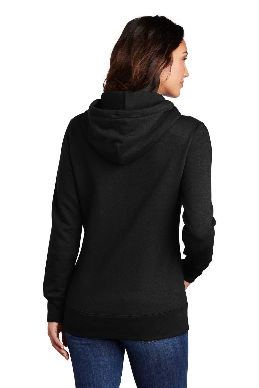 Port &amp; Company LPC78H Ladies Core Fleece Pullover Hooded Sweatshirt - Jet Black - HIT a Double - 2