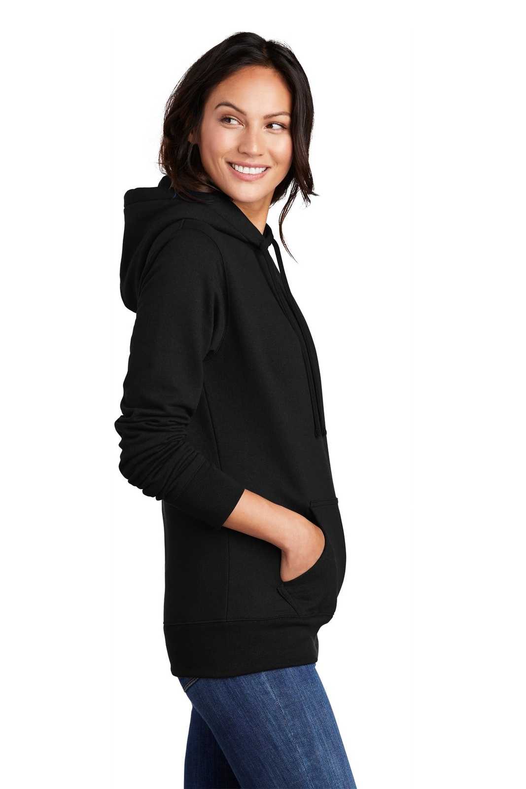 Port &amp; Company LPC78H Ladies Core Fleece Pullover Hooded Sweatshirt - Jet Black - HIT a Double - 3