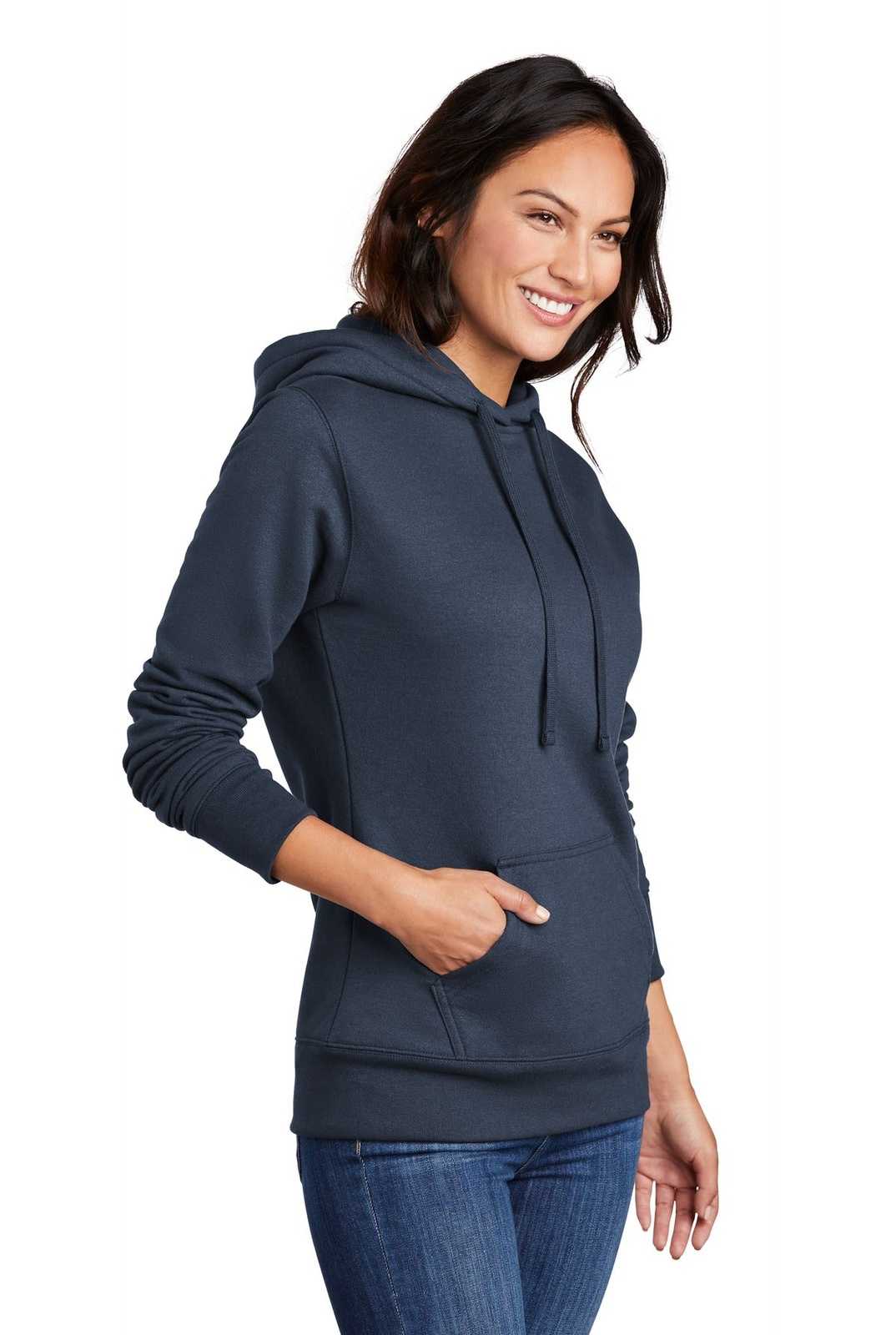 Port &amp; Company LPC78H Ladies Core Fleece Pullover Hooded Sweatshirt - Navy - HIT a Double - 4