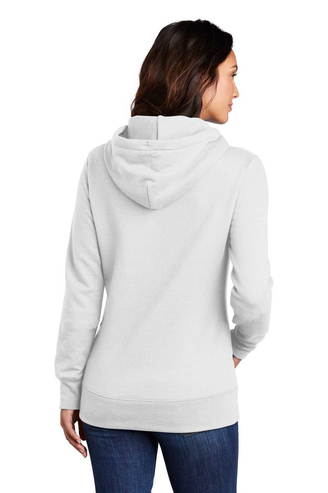 Port &amp; Company LPC78H Ladies Core Fleece Pullover Hooded Sweatshirt - White - HIT a Double - 2