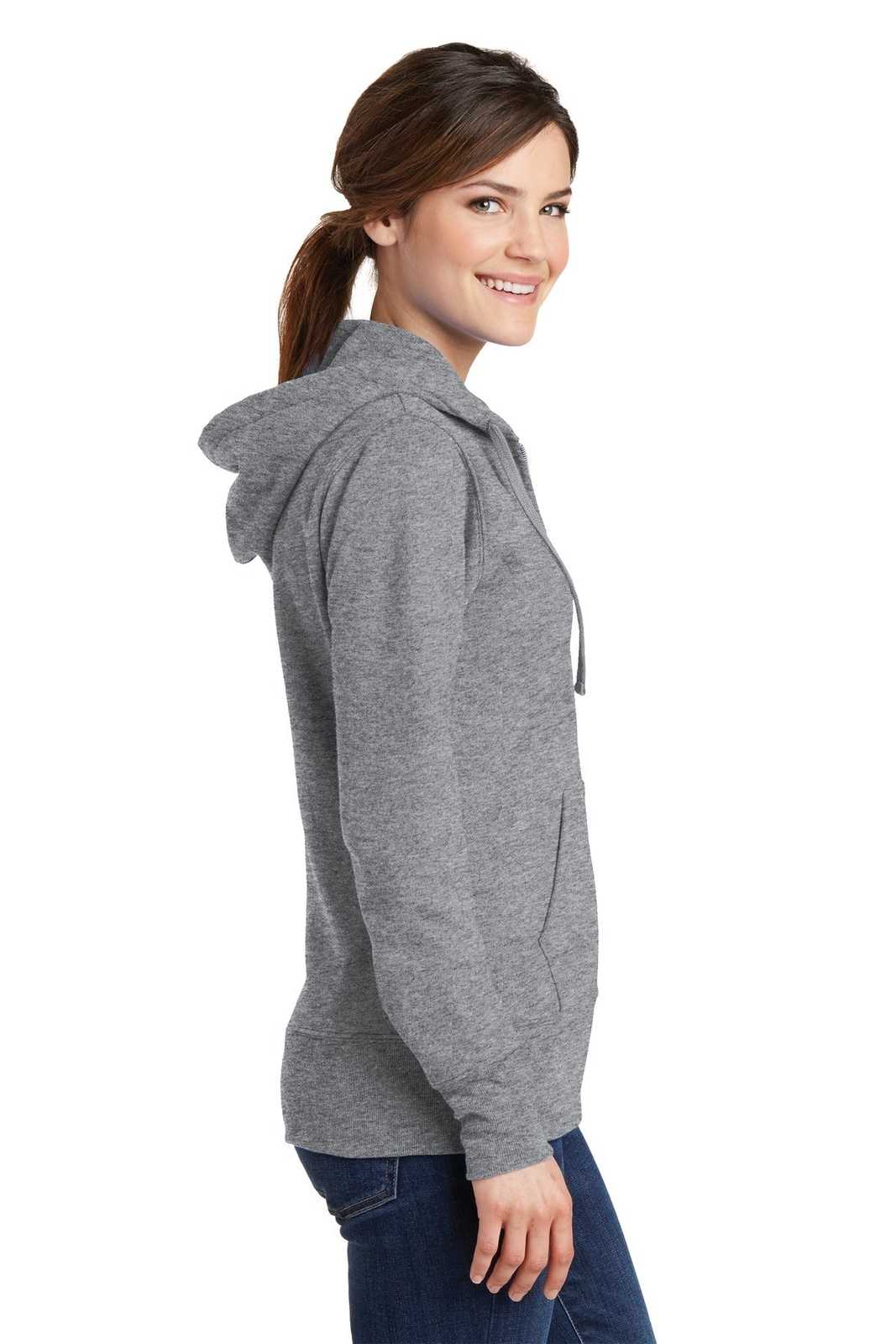 Port &amp; Company LPC78ZH Ladies Core Fleece Full-Zip Hooded Sweatshirt - Athletic Heather - HIT a Double - 3