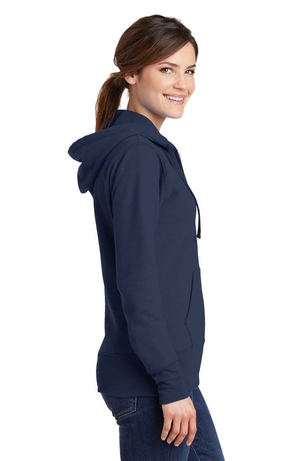 Port &amp; Company LPC78ZH Ladies Core Fleece Full-Zip Hooded Sweatshirt - Navy - HIT a Double - 3