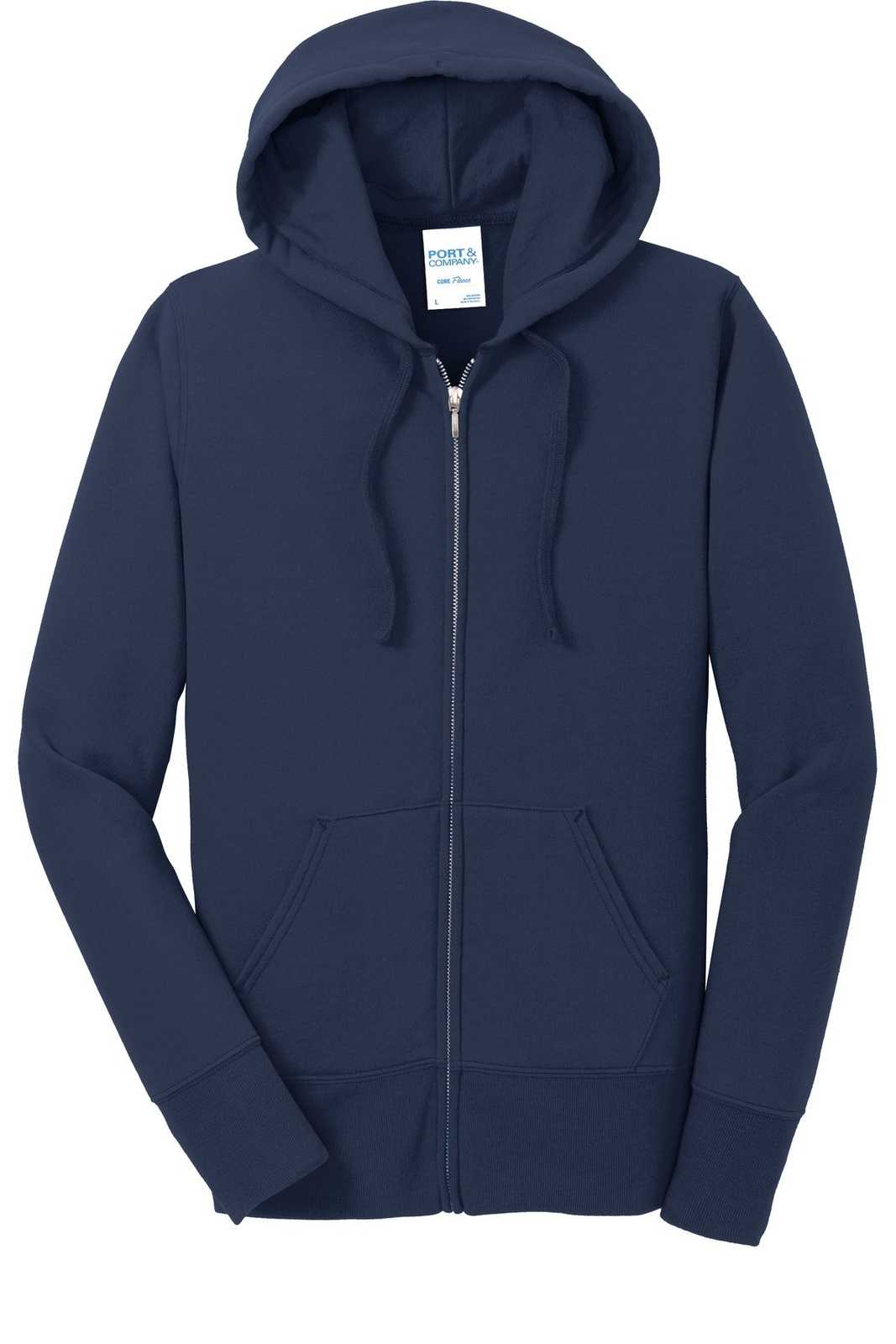 Port &amp; Company LPC78ZH Ladies Core Fleece Full-Zip Hooded Sweatshirt - Navy - HIT a Double - 5